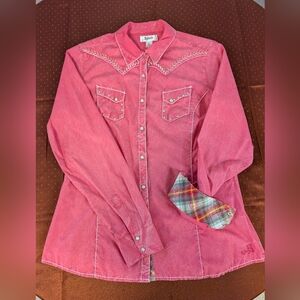 Adiktd Hot Pink Snap Western Pleasure Shirt Plaid Piping Detailed Concho Sz L